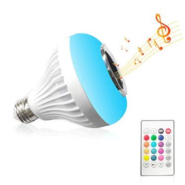 Imagem de Aibecy Bulbo sem fio BT E27 com controle remoto Bulb inteligente RGB Bulb que muda de cor Música tocando lâmpada Alto-falante de áudio embutido para quarto de casa Sala de estar Decoração de festa
