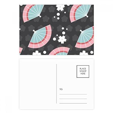 Imagem de Cartões postais Blue Pink Fans Japan Spots Conjunto de cartões postais de aniversário para envio de cartões de agradecimento
