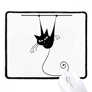 Imagem de Mousepad Climb Rail Black Cat Halloween Animal Tapete de borracha para jogos