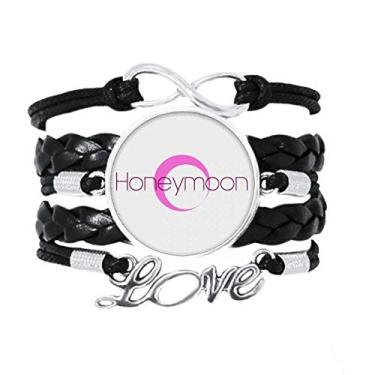 Imagem de OFFbb-USA Pulseira Hope Spend Each Other Sweetly com pulseira de couro torcido para presente