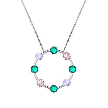 Imagem de Colar com círculo e zircônias coloridas banhado em ouro branco