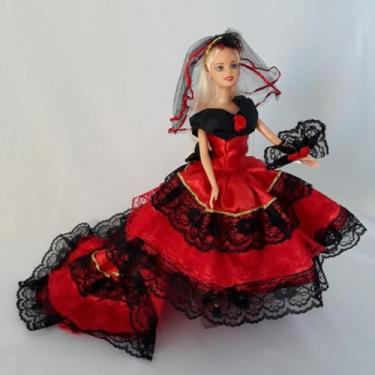 Imagem de Vestido Espanhola Roupa Para Barbie Espanhola Longo - Rose Atelie