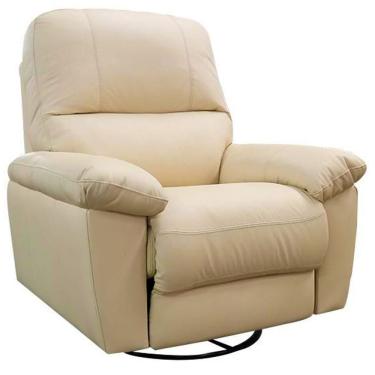 Imagem de Poltrona Reclinável Giratória Glider Couro Bege