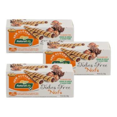 Imagem de KIT 3 Unidades Tubes Free Sem Glúten Sem Lactose 50g - Natural Life (Creme de Avelã)
