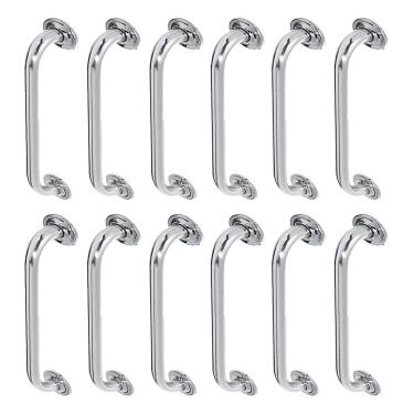 Imagem de Alça de Apoio 50cm Barra Inox Segurança Banheiro Kit 12 Unidades Deficiente Idoso Acessibilidade Cadeirante Corrimao