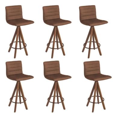 Imagem de Kit 6 Banquetas Gourmet Giratoria Julia Marrom