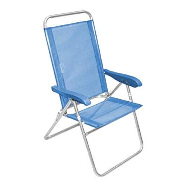 Imagem de Cadeira de Praia Encosto Alto Reclinável Alumínio Sanet Ronchetti Azul