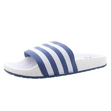 Imagem de adidas Sandálias masculinas Adilette Comfort Slide, Branco/azul e branco, 11
