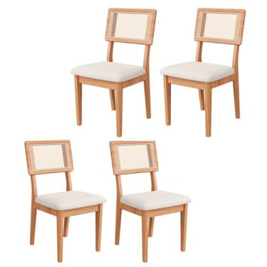 Imagem de Dalla Costa, Kit 4 Cadeiras com Assento Estofado Encosto em Tela 100% MDF Freijó Bege Rústico Dalla Costa