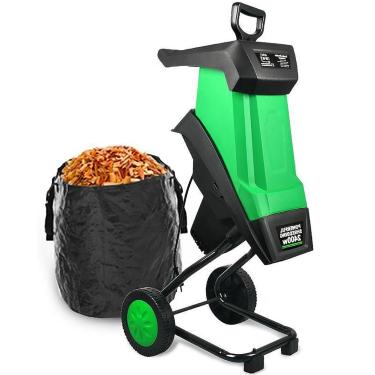 Imagem de Triturador de madeira para jardim de 2400 W, triturador elétrico de galhos de folhas de madeira, triturador com largura de corte de 40 mm, triturador multifuncional de galhos de folhas com saco de c