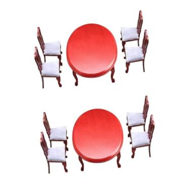Imagem de HEMOTON 2 Conjuntos mesa de jantar simulada cadeira de escrivaninha infantil minidecoração mobília modelos decoração de mini casa decoração de móveis em miniatura casa de boneca tabela lar