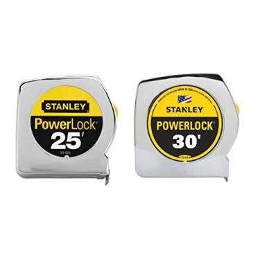 Imagem de Pacote combo de fita m trica Powerlock Stanley 33-42530, 7,6 m e 9 m, cromado