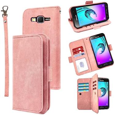 Imagem de Furiet Compatível com Samsung Galaxy J3 2016/J 3 V/J36V/Sky/Amp Prime, capa carteira com alça de pulso, suporte para cartão, capa para celular Glaxay Sol J3V JV3 J36 6 J320V J320A feminino masculino