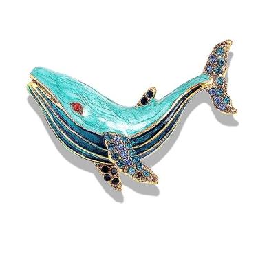 Imagem de Broche de golfinho esmaltado azul masculino feminino broche de animal broche strass acessórios de roupas aniversário Corsage joias, Metal, Zircônia cúbica