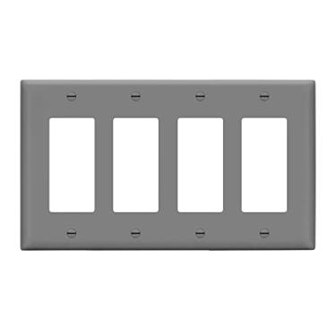 Imagem de LIDER Capa de interruptor decorador quádruplo com acabamento fosco, placa de parede para 4 saídas, tamanho médio 4 gangs 12,4 x 21,8 cm, termoplástico de policarbonato inquebrável, certificado UL,