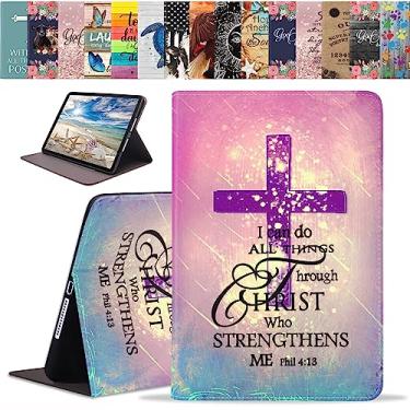 Imagem de ERWYTYIOI Capa para tablet Samsung Galaxy Tab A8 de 10,5 polegadas 2022 [SM-X200/X205/X207], capa inteligente fina de couro PU com suporte e despertar/hibernar automaticamente, versículo bíblico com