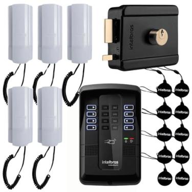 Imagem de Porteiro Interfone Eletrônico Coletivo Collective 8 Ramais 10 Chaveiros Xid 5 Tdmi 300 + Fechadura