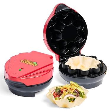 Imagem de Tigela de tortilha Taco Tuesday para tigelas de tacos assados, tostadas, saladas, molhos, aperitivos e sobremesas, tortilhas de 20 a 25 cm, vermelho