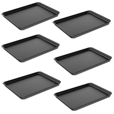 Imagem de Kit 6 Bandejas Plásticas para Servir 32x23cm Preto Restauran