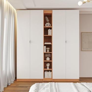 Imagem de Guarda-roupa Modulado 4 Portas 3 Peças Hera Cabecasa Madeiramadeira Louro/Branco Geada/Cinza