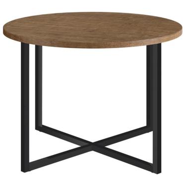Imagem de Mesa De Centro Redonda Artesano 50 Cm (largura) Em Mdp Bp Estrutura Preta Metálica Em Aço Vermont