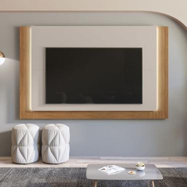 Imagem de Painel para TV até 60 Polegadas com Led Roma Off White Cedro Casa D