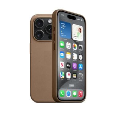 Imagem de Capa original Apple 15 fina para iPhone15 Pro Max 15 Plus, capa protetora magnética com queda de carregamento sem fio (Taupe, para iPhone 15 pro)