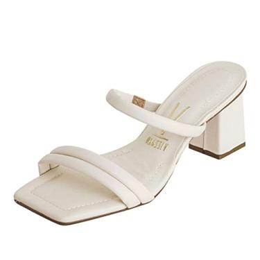 Imagem de Sandália Vizzano Salto Bloco Feminino, Off-White, 36