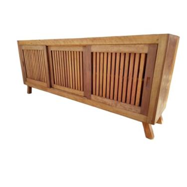 Imagem de Rack de madeira maciça de demolição com portas de correr