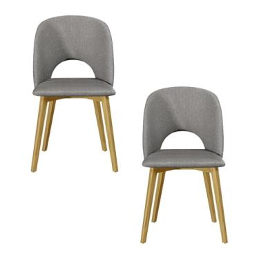 Imagem de Kit 2 Cadeiras Decorativas Sala de Jantar Madeira Maciça Hadassa Linho Cinza/Freijó G13 - Gran Belo