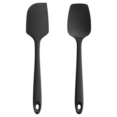 Imagem de U-Taste Espátula plana e espátula de colher: raspador de tigela de silicone resistente ao calor de 28,9 cm 600ºF, utensílio de mistura de cozinha de borracha flexível com superfície antiaderente