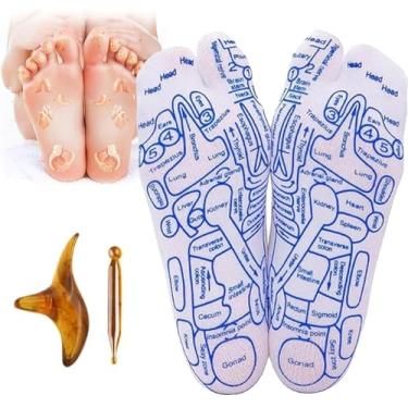 Imagem de Yomitek Conjunto de meias de reflexologia com ferramenta de massagem de ponto de gatilho | alívio da dor nos pés e remédio para passos de serenidade | Meias separadas de acupressão com cinco dedos