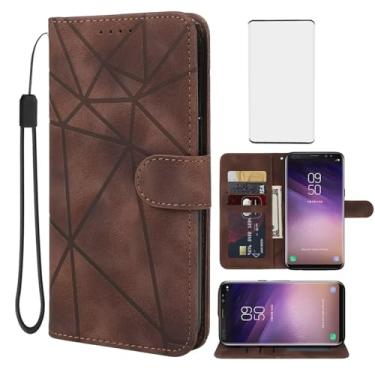 Imagem de Wanyuexes Capa para Galaxy S8, capa carteira para Samsung S8 SM-G950U com protetor de tela de vidro temperado, toque de pele PU, flip fólio, suporte para cartão de crédito, suporte para celular para