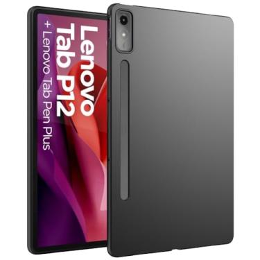 Imagem de WOGROO Capa para Lenovo Tab P12 12,7 polegadas, design fino, capa protetora de TPU macio para tablet Tab P12, preta