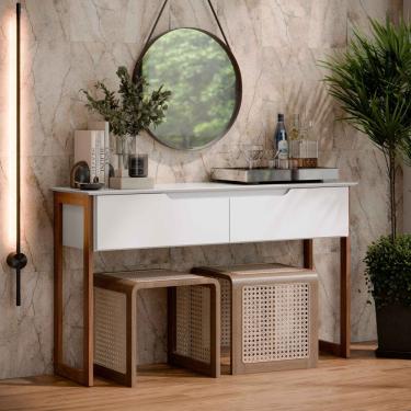 Imagem de Aparador Buffet Sala Flow Eros 2 Portas com Pés de Madeira Branco - Rede Móveis