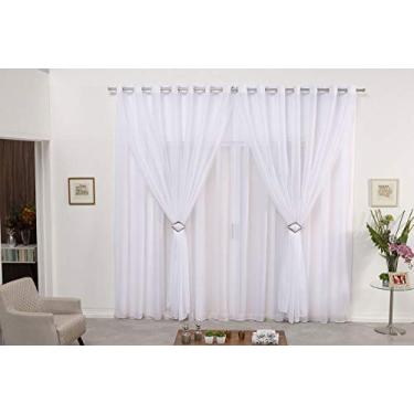 Imagem de Cortina Voil Duplo Branco 2,80x2,50 Ilhós E Fivelas Cromadas