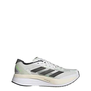 Imagem de adidas T nis feminino Adizero Boston 11, Branco/Noite/Verde, 9.5 D(M) US