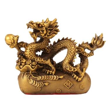 Imagem de ESTINTENG Criação de cobre completo de artesanato de dragão de riqueza, sala de estar, decoração de mesa de varanda - No. 2 dragão Jubaobu