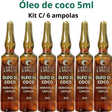 Imagem de Óleo De Coco Cabelo E Brilho 5ml - Kit C/ 6 Ampolas - Arovitel