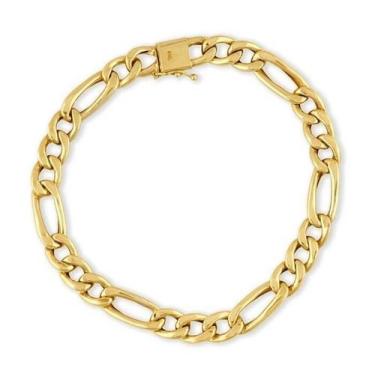 Imagem de Pulseira de Ouro 18K Fígaro 3 x 1 21cm 5,5mm a 7,5mm (Media) - Eleganc