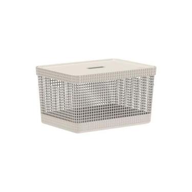 Imagem de Cesto Grid com Tampa 20L Bege Ou, U
