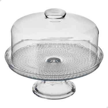 Imagem de Boleira Transparente Com Tampa De Vidro Prato Com Pé Vitazza