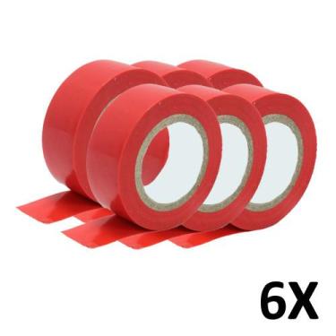 Imagem de Kit 6 Fita Isolante Colorida Antichama 19mmX10m Vermelha