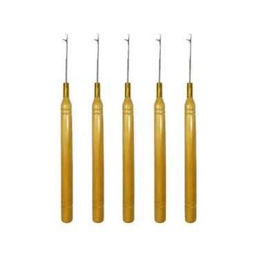 Imagem de 5 Und Agulha Cabo De Madeira Para Confecção De Mega Hair - C e c shop