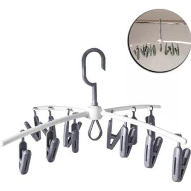Imagem de Varal Cabide C/ 12 Prendedores Moderno Slim C/ Suporte Pendurar - Lanç