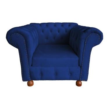 Imagem de Poltrona Chesterfield Capitone Luis XV Veludo Azul Marinho /  Decoraca