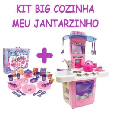 Imagem de Brinquedo Infantil Sonho de Princesa Cozinha Rosa Com Jantar - Big Sta