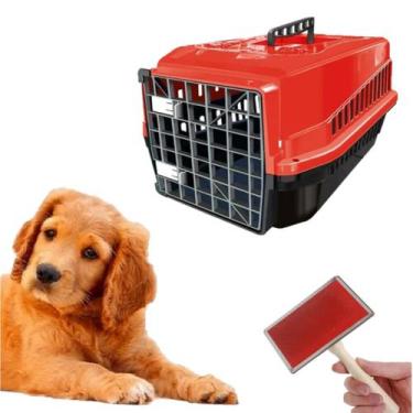 Imagem de Kit Caixa Transporte P/ Dog Cat N4 E Rasqueadeira Chalesco - MecPet
