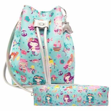 Imagem de Kit Infantil Feminino Bolsa e Estojo Sereias Fundo do Mar, Magicc