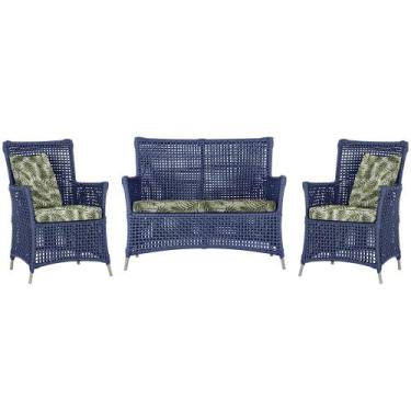 Imagem de Jogo Sofá e 2 Poltronas de Área Igapó Alumínio Pintura Fendi Corda Náu